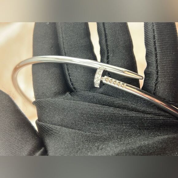 Nail shaped Silver Plaited Stainless Steel Chocker Logo - Picture 7 of 8